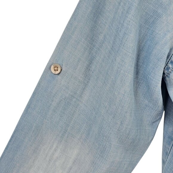 Anthropologie Cloth & Stone Womens S Chambray Two Tone Lyocell Button Up Shirt - Picture 4 of 9